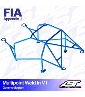 Roll Cage AUDI 100/200 (C3 Typ44 ) 4-doors Sedan Quattro MULTIPOINT WELD IN V1