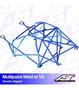 Roll Cage AUDI TT (8N) 3-doors Hatchback Quattro MULTIPOINT WELD IN V5