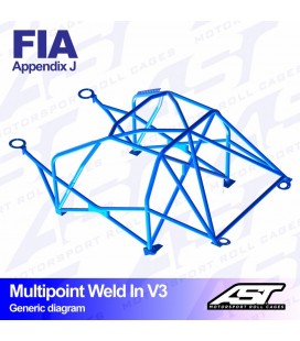 Roll Cage OPEL Calibra 3-doors Coupe FWD MULTIPOINT WELD IN V3