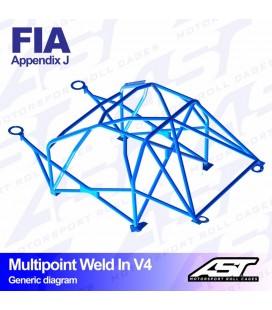 Roll Cage OPEL Calibra 3-doors Coupe FWD MULTIPOINT WELD IN V4